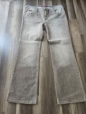 Baby Phat Women’s Boot Cut Jeans - Taupe Gray with Pink Label